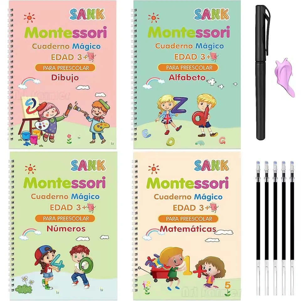 🌟 Set de 4 Libros Mágicos + Cuaderno Digital de Caligrafía Avanzada 🎁