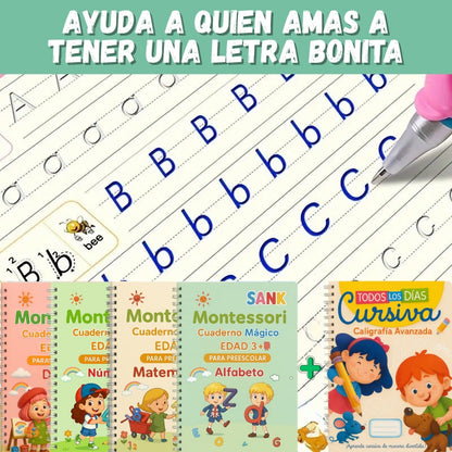 🌟 Set de 4 Libros Mágicos + Cuaderno Digital de Caligrafía Avanzada