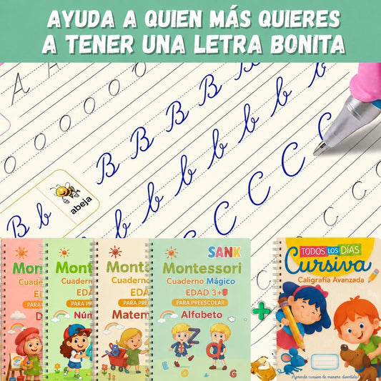 Kit de 4 Libros de Caligrafía con Tinta Mágica Reutilizable